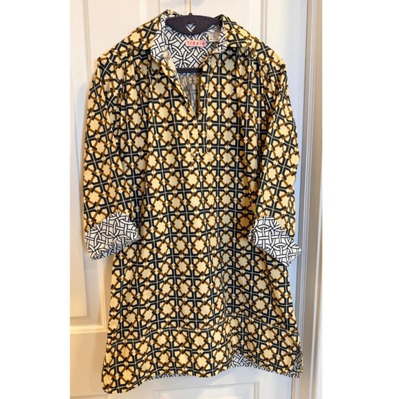Tizzie Dresses & Skirts - Tizzie Geometric Button-Front Shirt Dress Size S